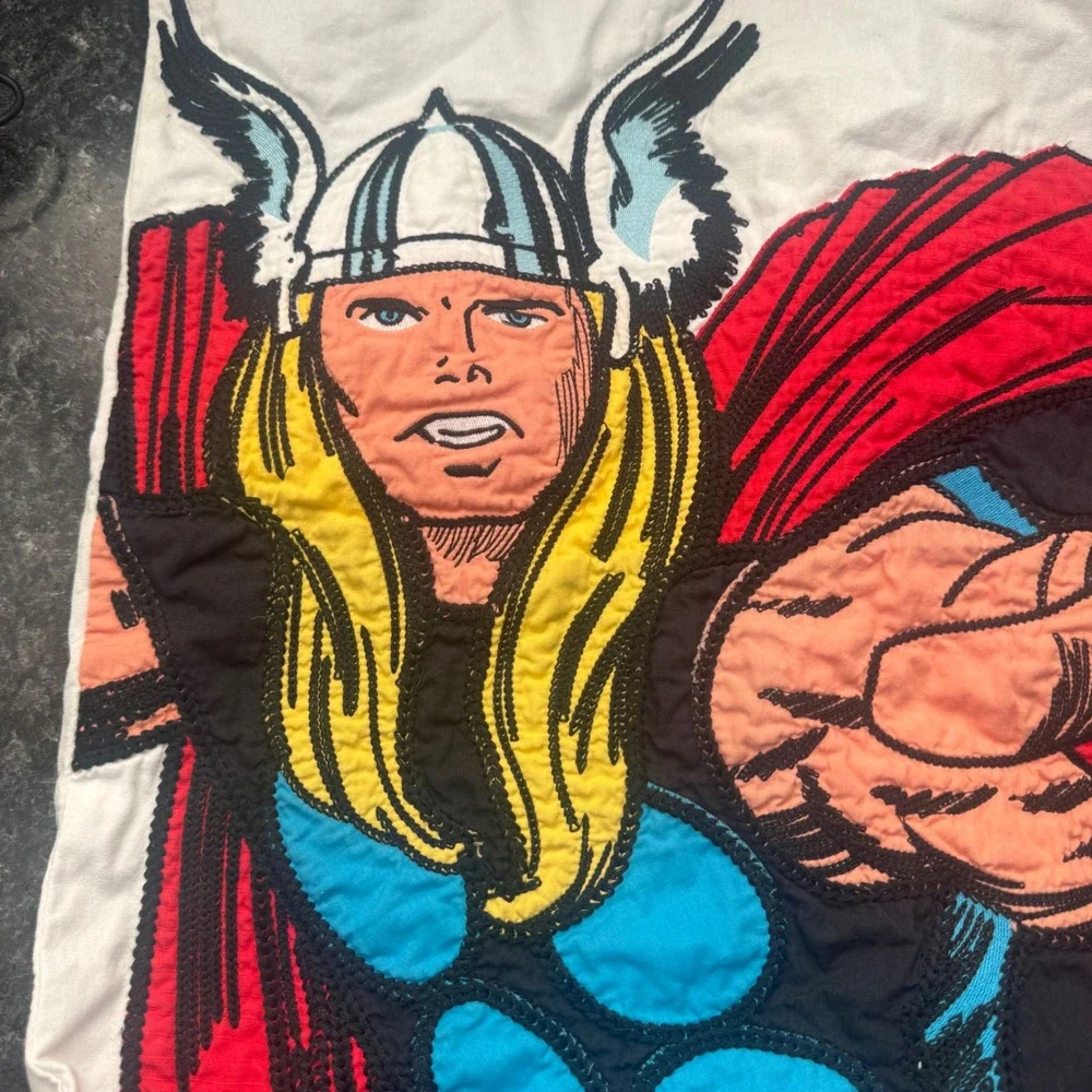 Pottery Barn Kids Marvel Comics Thor Embroidered Pillow Sham White 20x20 Square
